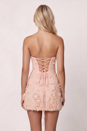 Blush Pink 3D Flower Sequin Sweetheart Sheath Homecoming Dress | KISSPROM