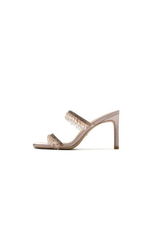 Blush High Stiletto Open Toe Two Strap High Heeled Sandal with Beading - KissProm