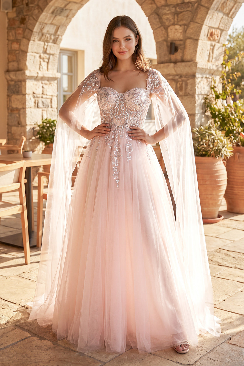 Blush Pink 3D Floral Lace Off-the-Shoulder Ball Gown - KISSPROM