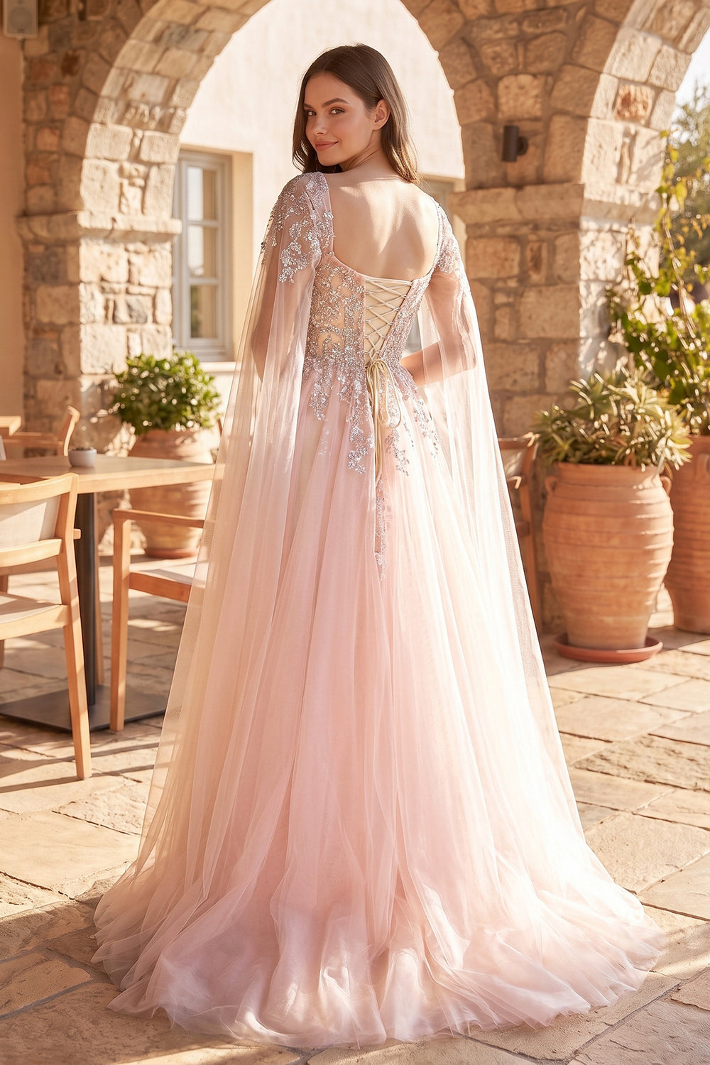 Blush Pink 3D Floral Lace Off-the-Shoulder Ball Gown - KISSPROM