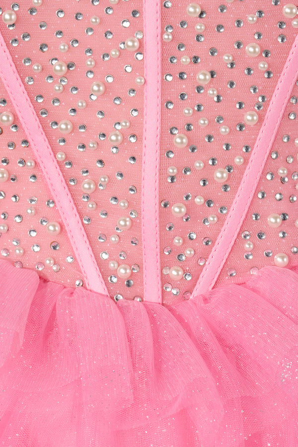Blush Pink A Line Off the Shoulder Beaded Homecoming Dress with Feathers - KISSPROM