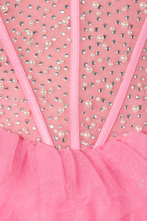 Blush Pink A Line Off the Shoulder Homecoming Dress with Beading -KISSPROM