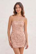 Blush Sequins Strapless Tight Mini Homecoming Dresses | KISSPROM