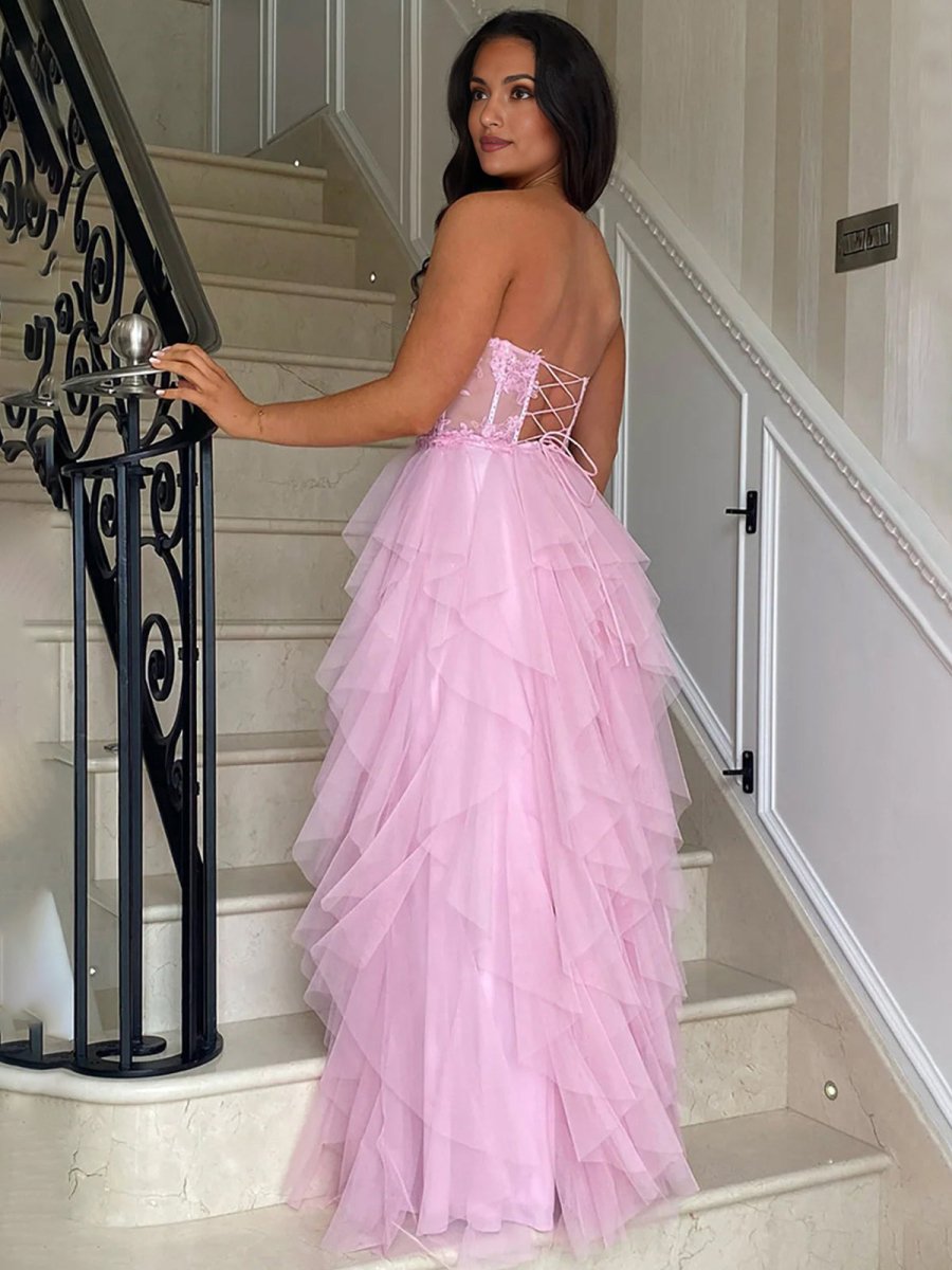 pink layered mini dress Behati Tiered Layer Mini Dress Hot Pink main image 0