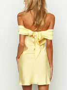 Blyndie | Yellow - Off The Shoulder Satin A Line Homecoming Dress
