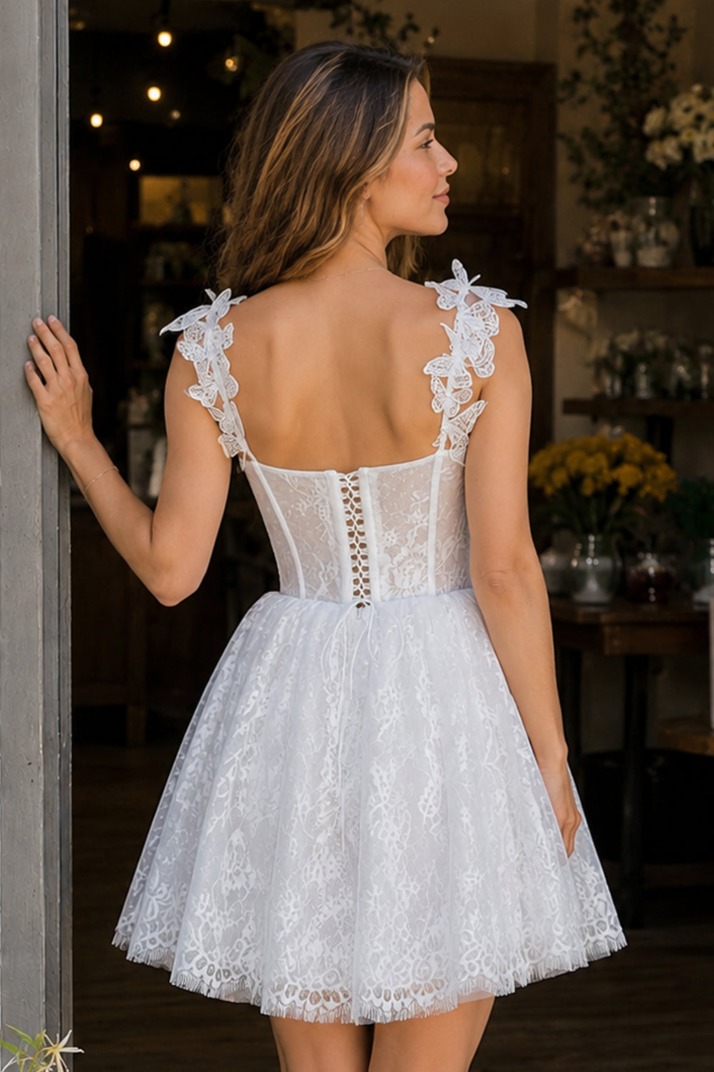 A-line Sweetheart White Corset Homecoming Dress - Kissprom