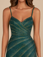 Hannah | Bodycon Spaghetti Straps Glitter Homecoming Party Dress - KissProm