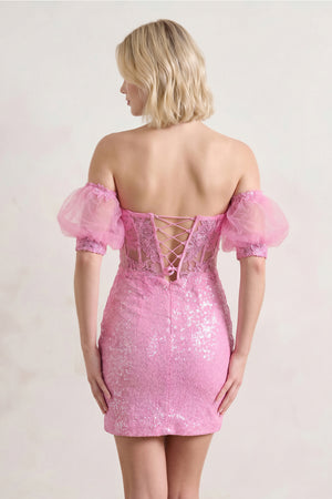 Bodycon Sparkly Sequin Strapless Short Homecoming Dress with Split - Kissprom
