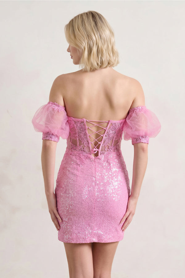 Bodycon Sparkly Sequin Strapless Short Homecoming Dress with Split - Kissprom
