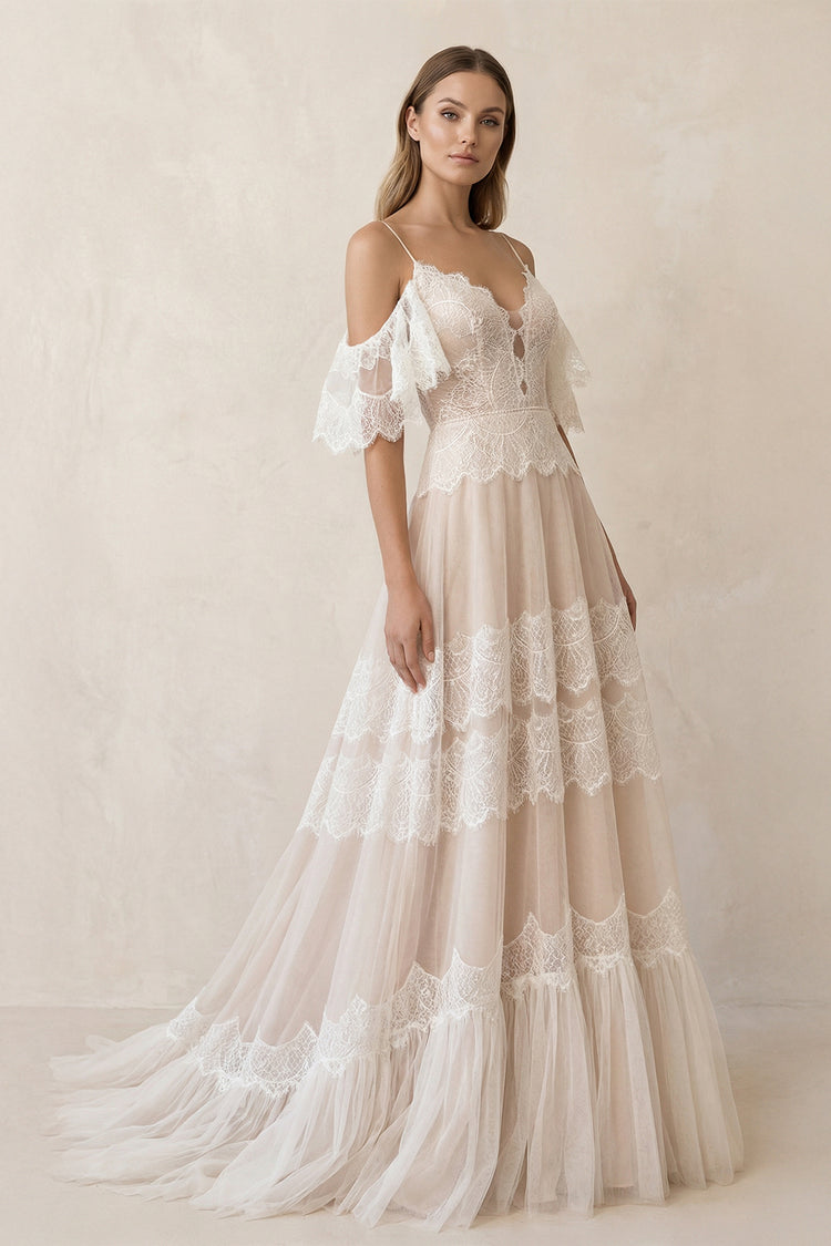 boho champagne wedding dress Beach Dresses Color:Fawn Return vintage bohemian boho wedding dress Odrella 7880 Short Homecoming Perfect for both outdoor