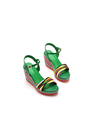 Bohemian Open Toe Platform Sandals Woven Straw Wedges - KissProm