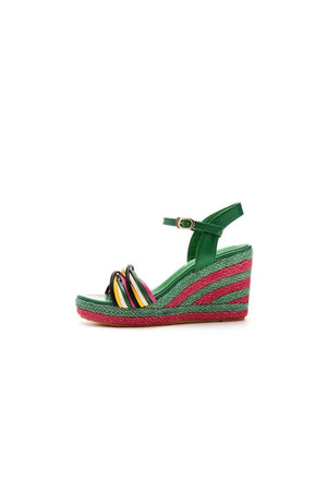Bohemian Open Toe Platform Sandals Woven Straw Wedges - KissProm