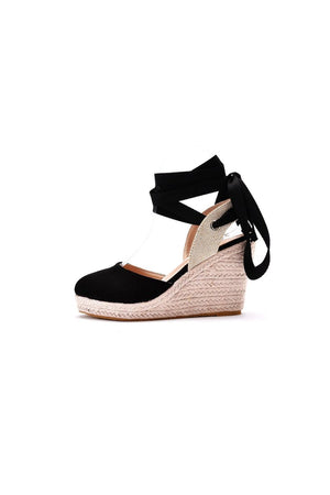 Bohemian Round Toe Platform Espadrille Wedge Heels - KissProm