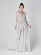 Frayah | Bohemian A - Line Sparkly Sequined Luxury Wedding Dresses - KissProm