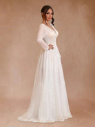 Frayah | Bohemian A - Line Sparkly Sequined Luxury Wedding Dresses - KissProm