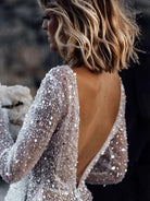 Frayah | Bohemian A - Line Sparkly Sequined Luxury Wedding Dresses - KissProm