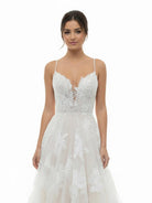 Boho White A - Line Lace Appliques Wedding Dress - KissProm