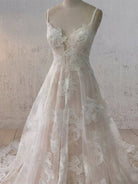 Boho White A - Line Lace Appliques Wedding Dress - KissProm