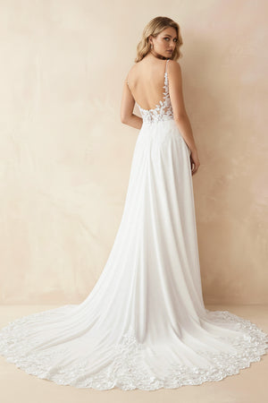 Boho A-Line V Neck Chiffon Wedding Dresses with Appliques – Wedding Dresses by KissProm | Available at KissProm