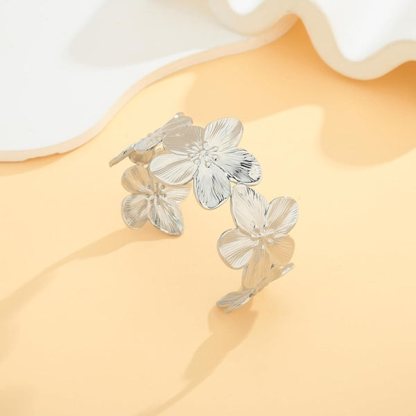 Boho Floral Chunky Wide Open Bracelets