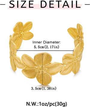 Boho Floral Chunky Wide Open Bracelets