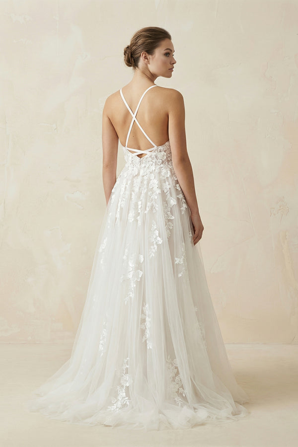 Boho Lace Wedding Dresses A Line Princess, Diamond White / 4 Boho Lace Wedding Dresses A Line Princess, Diamond White / 4