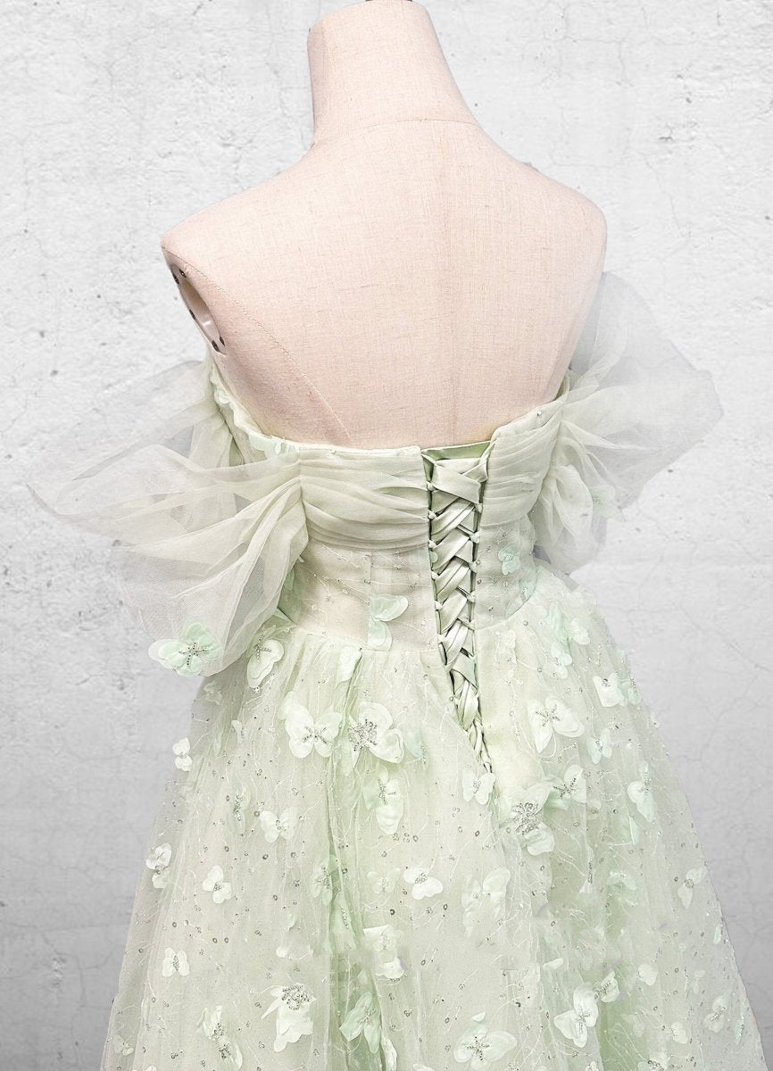 blue dress for baby girl Boho A-Line Off The Shoulder Sage Green Floor-Length Quinceanera Dress