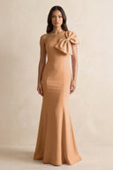 Bow Mermaid One Shoulder Bridesmaid Dress in Bronzer - KissProm Bridesmaid Dresses