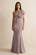 Bow Mermaid One Shoulder Bridesmaid Dress in Dusk - KissProm Bridesmaid Dresses