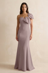 Bow Mermaid One Shoulder Bridesmaid Dress in Dusk - KissProm Bridesmaid Dresses