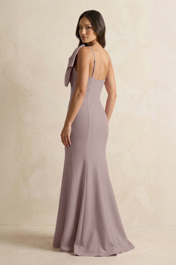 Bow Mermaid One Shoulder Bridesmaid Dress in Dusk - KissProm Bridesmaid Dresses