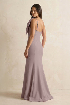 Bow Mermaid One Shoulder Bridesmaid Dress in Dusk - KissProm Bridesmaid Dresses