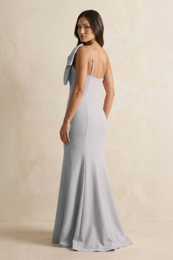 Bow Mermaid One Shoulder Bridesmaid Dress in Frost - KissProm Bridesmaid Dresses