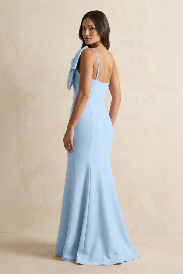Bow Mermaid One Shoulder Bridesmaid Dress in Ice - KissProm Bridesmaid Dresses