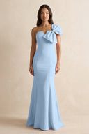 Bow Mermaid One Shoulder Bridesmaid Dress in Ice - KissProm Bridesmaid Dresses
