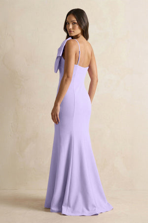 Bow Mermaid One Shoulder Bridesmaid Dress in Lavender - KissProm Bridesmaid Dresses
