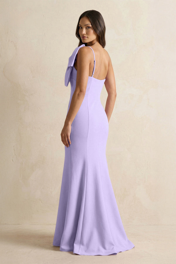 Bow Mermaid One Shoulder Bridesmaid Dress in Lavender - KissProm Bridesmaid Dresses
