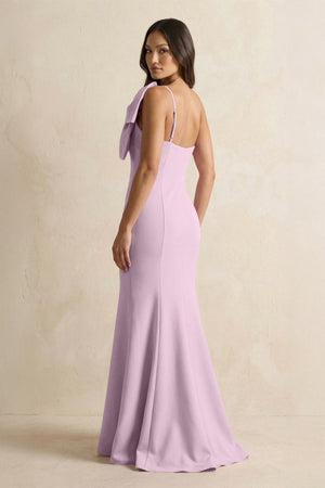 Bow Mermaid One Shoulder Bridesmaid Dress in Lilac - KissProm Bridesmaid Dresses