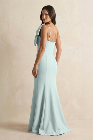 Bow Mermaid One Shoulder Bridesmaid Dress in Mist - KissProm Bridesmaid Dresses