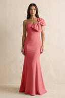 Bow Mermaid One Shoulder Bridesmaid Dress in Mulberry - KissProm Bridesmaid Dresses