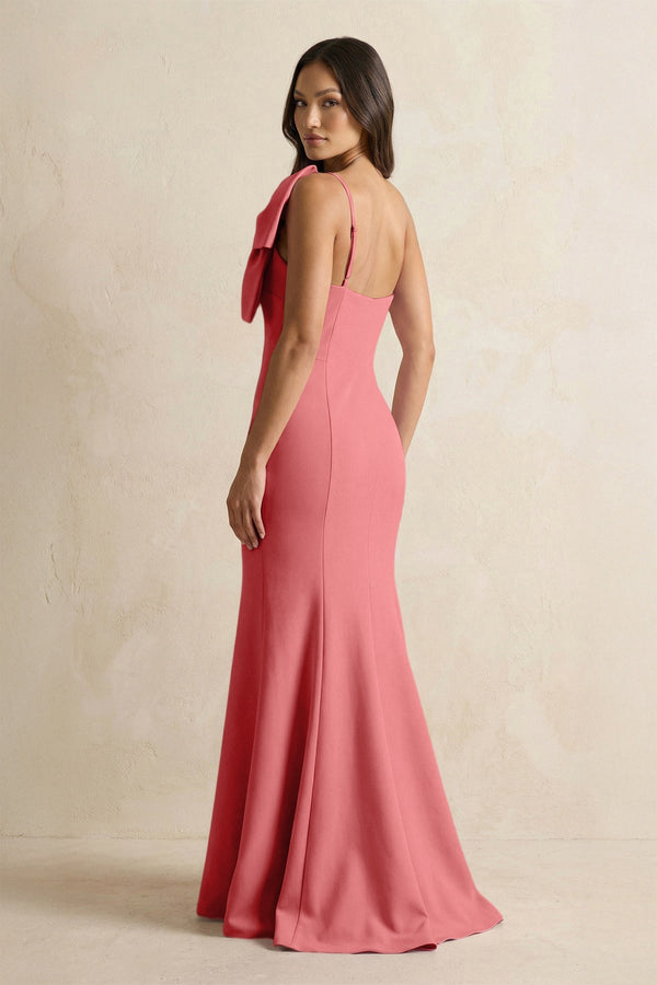 Bow Mermaid One Shoulder Bridesmaid Dress in Mulberry - KissProm Bridesmaid Dresses