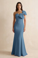 Bow Mermaid One Shoulder Bridesmaid Dress in Neptune - KissProm Bridesmaid Dresses