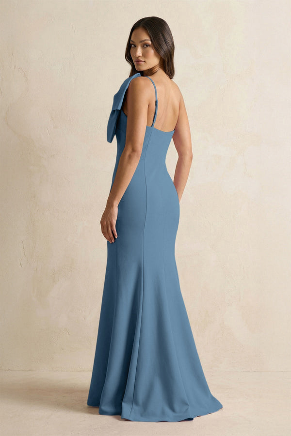 Bow Mermaid One Shoulder Bridesmaid Dress in Neptune - KissProm Bridesmaid Dresses