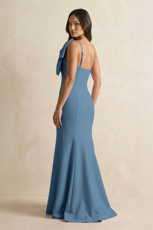 Bow Mermaid One Shoulder Bridesmaid Dress in Neptune - KissProm Bridesmaid Dresses
