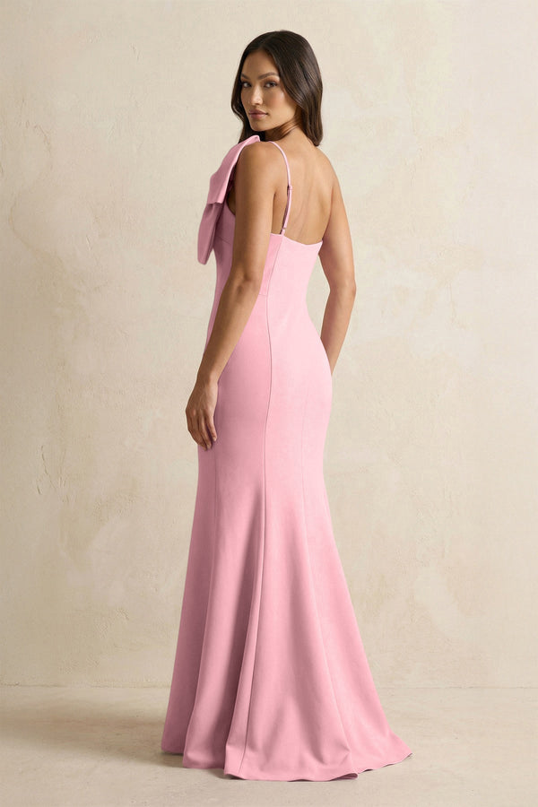 Bow Mermaid One Shoulder Bridesmaid Dress in Rosette - KissProm Bridesmaid Dresses