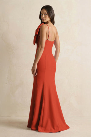 Bow Mermaid One Shoulder Bridesmaid Dress in Spice - KissProm Bridesmaid Dresses