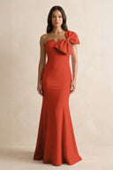 Bow Mermaid One Shoulder Bridesmaid Dress in Spice - KissProm Bridesmaid Dresses
