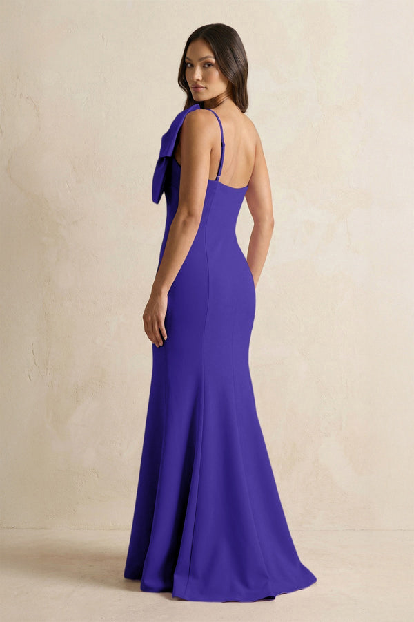Bow Mermaid One Shoulder Bridesmaid Dress in Tahiti - KissProm Bridesmaid Dresses