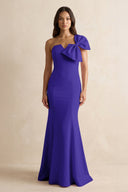 Bow Mermaid One Shoulder Bridesmaid Dress in Tahiti - KissProm Bridesmaid Dresses