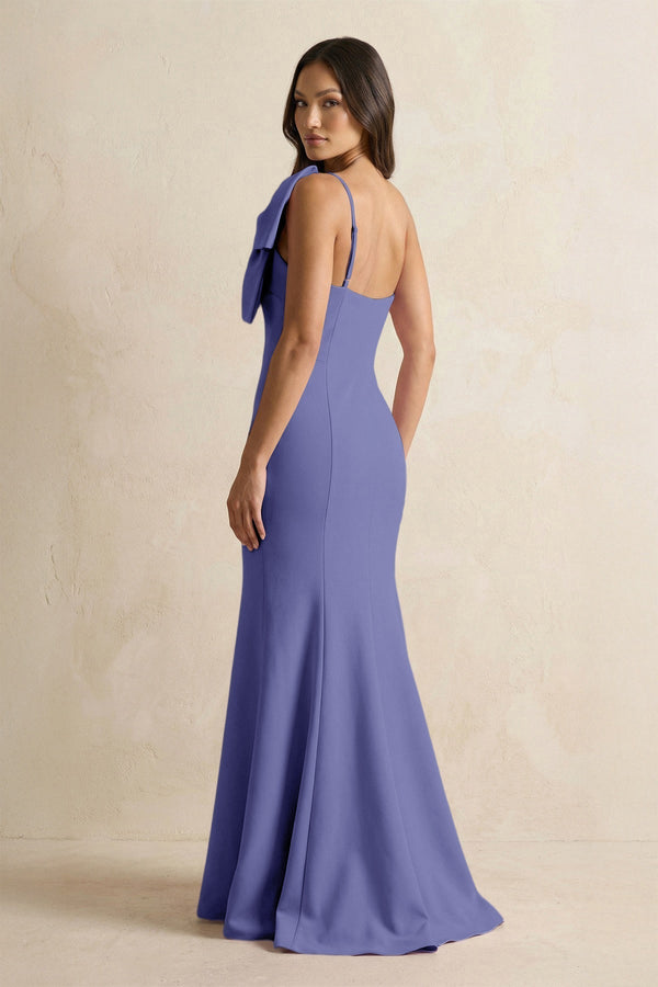 Bow Mermaid One Shoulder Bridesmaid Dress in Twilight - KissProm Bridesmaid Dresses